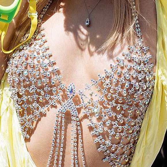 Chest Chain Jewelry Accessories Women Bling Body Chain Mesh Bra Body Jewelry - Picture 6 of 10